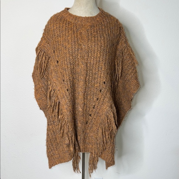 Anthropologie Marled Fringe Poncho Sweater - Picture 2 of 5